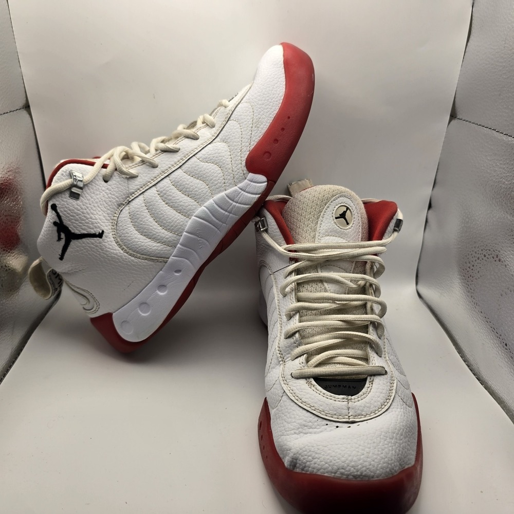Jordan Jumpman Pro White Red Tumbled Leather Men's Basketball Shoes Size 12